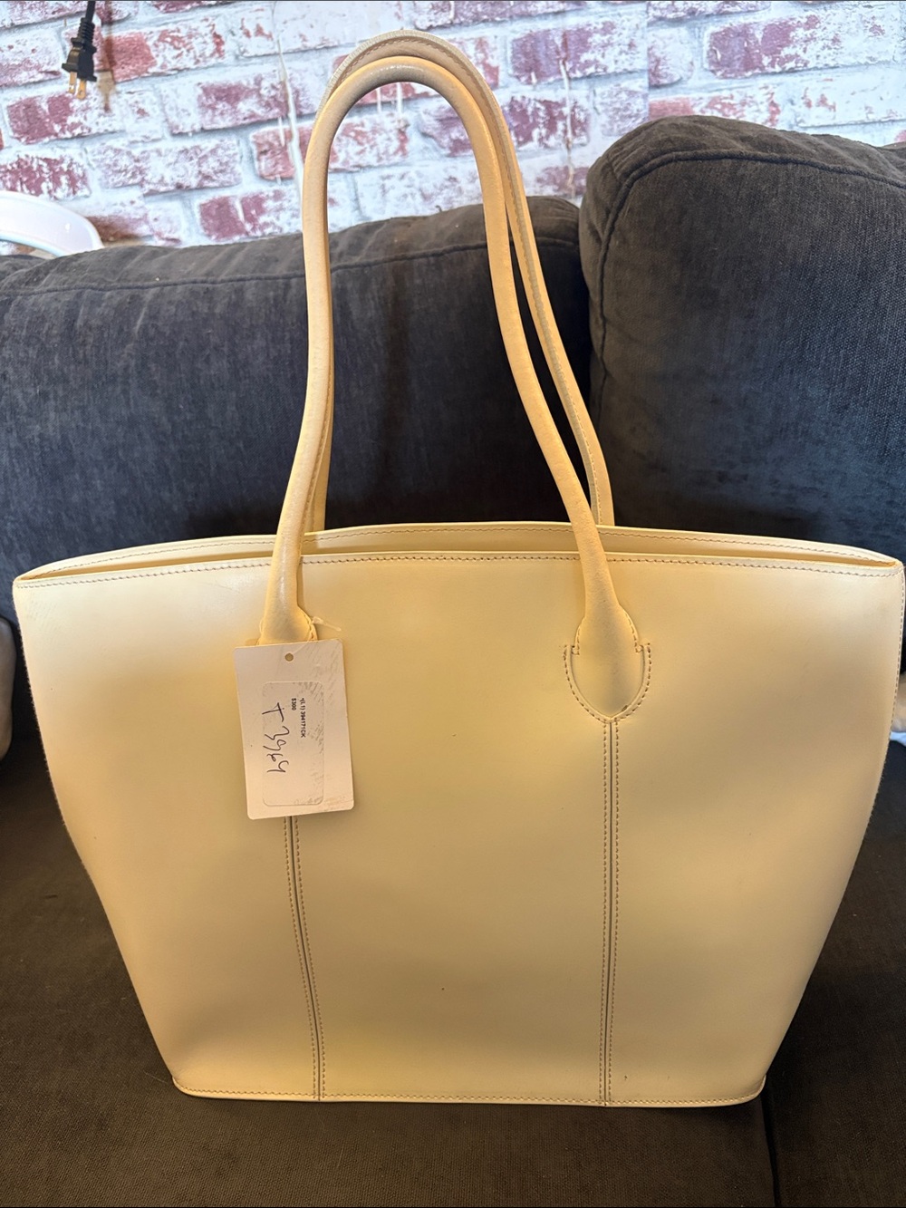 Furla Cream Leather Tote Bag